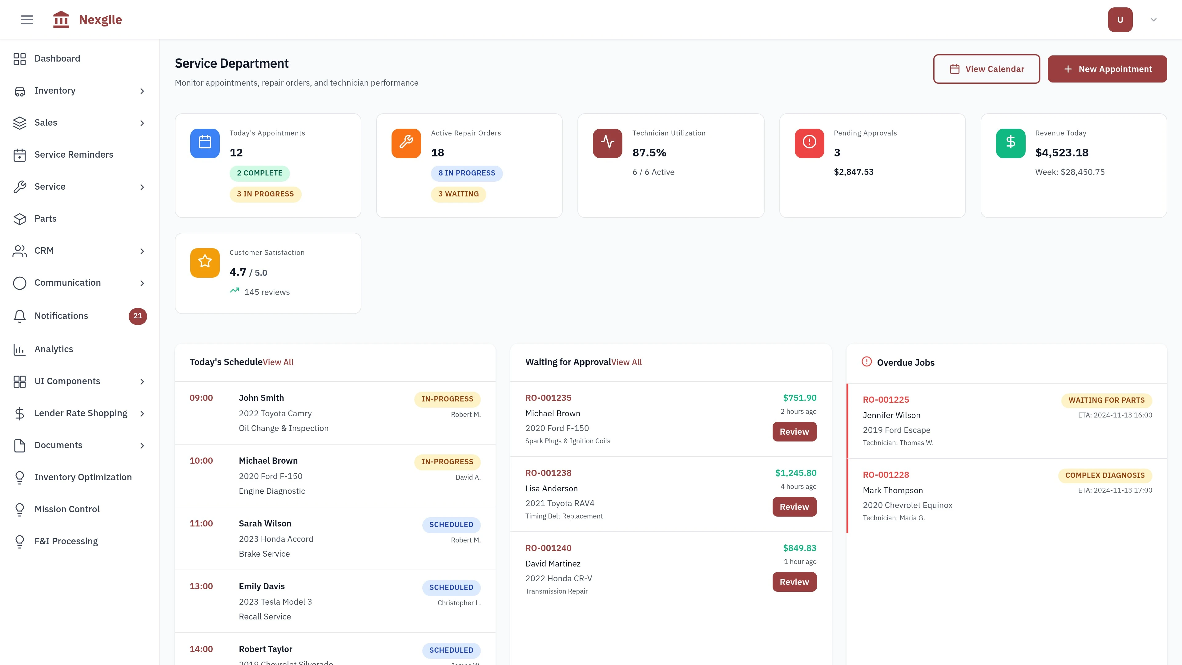 Service Department Dashboard